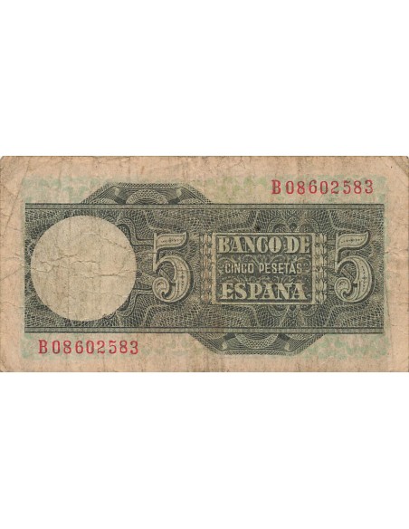 Espagne 5 Pesetas - 1948 - P.136 5 pesetas 1948