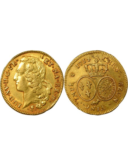 Louis XV au Bandeau 2 louis d'or Or 1754 Pau (Vache)