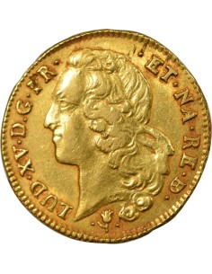 Louis XV au Bandeau 2 louis d'or Or 1754 Pau (Vache) 2