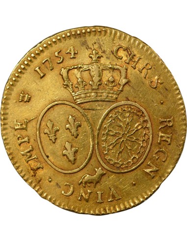 Louis XV au Bandeau 2 louis d'or Or 1754 Pau (Vache)