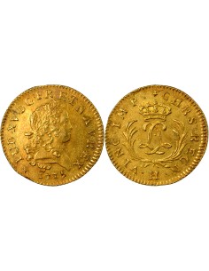 Louis XV Mirliton aux Palmes Longues 1 louis d'or Or 1725 H La Rochelle