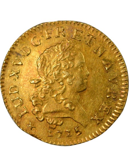 Louis XV Mirliton aux Palmes Longues 1 louis d'or Or 1725 H La Rochelle