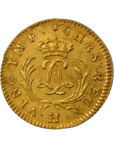 Louis XV Mirliton aux Palmes Longues 1 louis d'or Or 1725 H La Rochelle