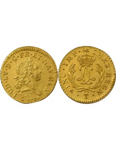 Louis XV Mirliton aux Longues Courtes 1 louis d'or Or 1724 T Nantes