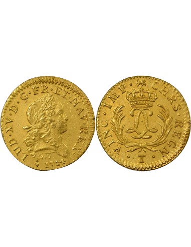 Louis XV Mirliton aux Longues Courtes 1 louis d'or Or 1724 T Nantes