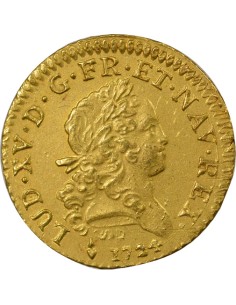 Louis XV Mirliton aux Longues Courtes 1 louis d'or Or 1724 T Nantes 2