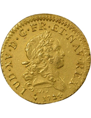 Louis XV Mirliton aux Longues Courtes 1 louis d'or Or 1724 T Nantes