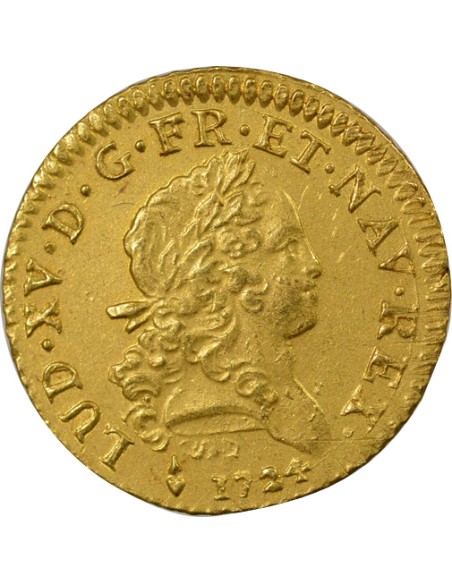Louis XV Mirliton aux Longues Courtes 1 louis d'or Or 1724 T Nantes