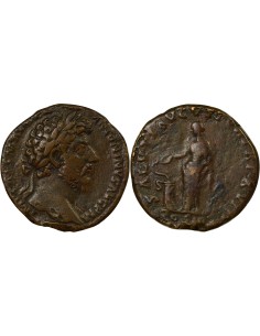 Rome Empire Marc Aurèle Salus debout 1 sesterce Laiton 163 R Rome