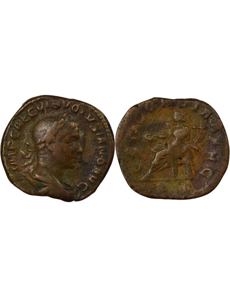 Rome Empire Volusien Concordia assise 1 sesterce Cuivre 251-252 R Rome