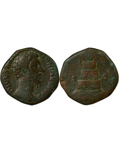 Rome Empire Marc Aurèle Bûcher Funéraire 1 sesterce Laiton 180 R Rome
