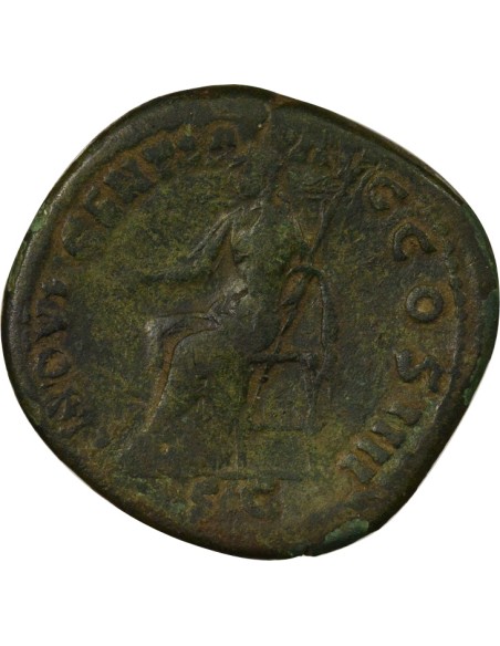 Rome Empire Antonin le Pieux Indulgencia assise 1 sesterce Laiton 153-154 R Rome