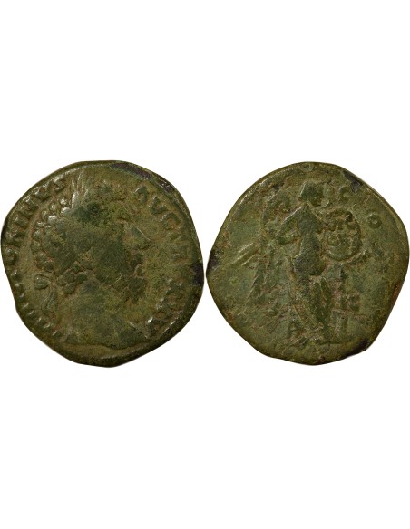 Rome Empire Marc Aurèle Victoire sur les Germains 1 sesterce Laiton 171 R Rome