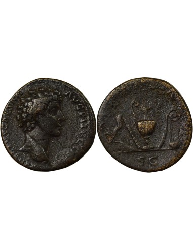 Rome Empire Marc Aurèle Instruments Pontificaux 1 sesterce Laiton 142 R Rome