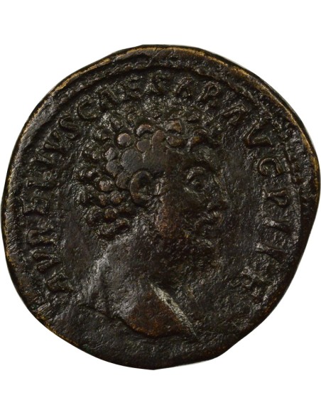 Rome Empire Marc Aurèle Empereur en Quadrige 1 sesterce Laiton 161 R Rome