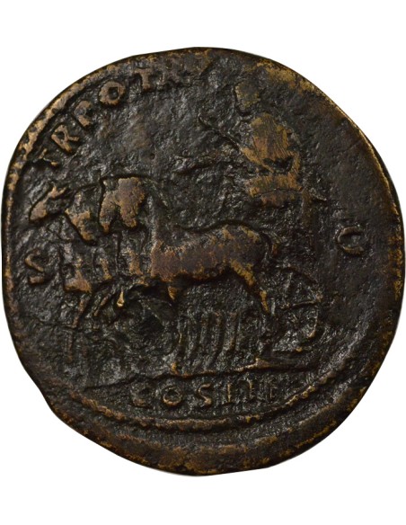 Rome Empire Marc Aurèle Empereur en Quadrige 1 sesterce Laiton 161 R Rome