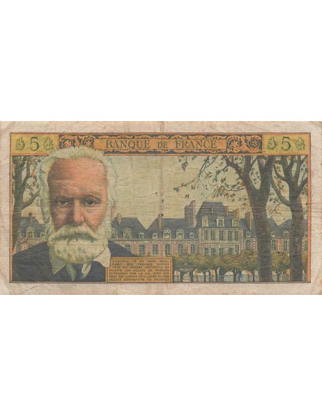5 NF - Victor Hugo - 02-02-1961 - Série J.43 5 nf 1961
