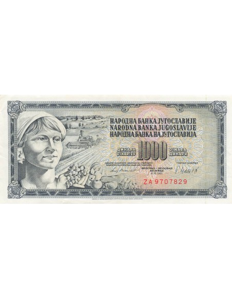 Yougoslavie 1000 Dinara - 1981 - Remplacement - P.92d 1000 dinara 1981