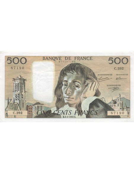 500 Francs Pascal - 06-08-1992 - Série C.392 500 francs 1992
