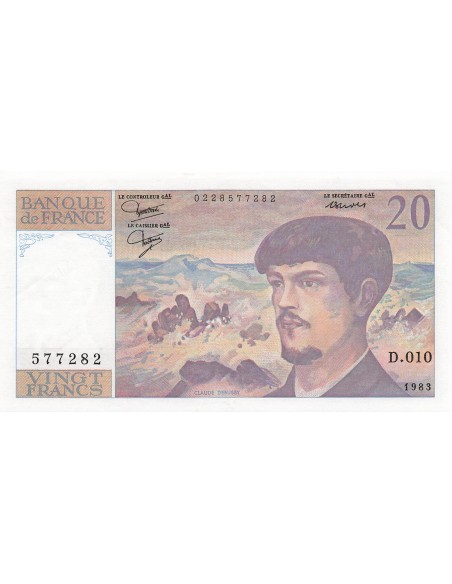 20 Francs - Debussy - 1983 - Série D.010 20 francs 1983
