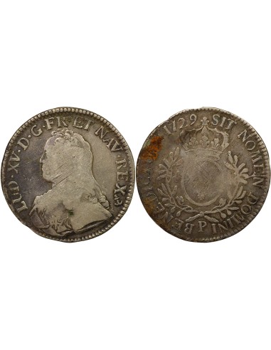 Louis XV au Buste Habillé 1 écu Argent 1729 P Dijon