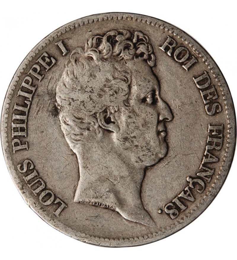 LOUIS PHILIPPE﻿ - 5 FRANCS ARGENT 1830 A PARIS "Type Tiolier, Tr creux"