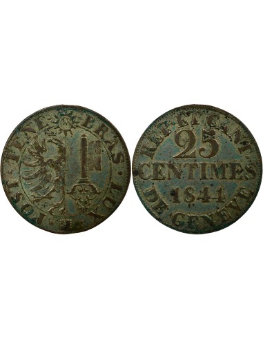 Suisse (Genève) 25 Centimes - 1844 Genève 25 centimes Billon 1844 G Genève