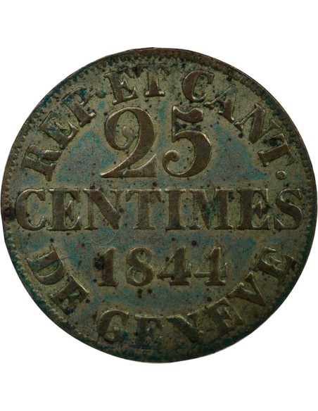 Suisse (Genève) 25 Centimes - 1844 Genève 25 centimes Billon 1844 G Genève