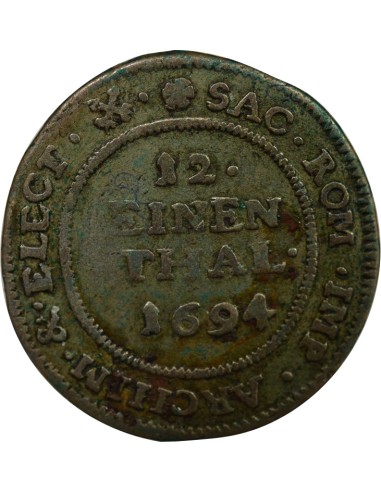 Etats Allemands (Saxe) Jean-Georges IV de Saxe Jean Georges IV - 1/12 Thaler - 1694 Lepizig 1/12 thaler Billon 1694 Leipzig
