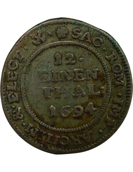 Etats Allemands (Saxe) Jean-Georges IV de Saxe Jean Georges IV - 1/12 Thaler - 1694 Lepizig 1/12 thaler Billon 1694 Leipzig