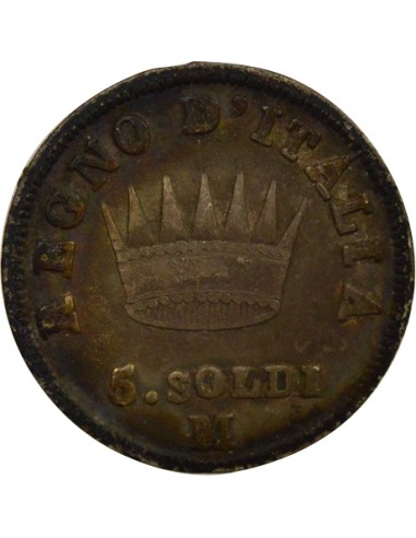 Roi d'Italie Napoléon I - 5 Soldi Argent - 1813 M Milan 5 soldi Argent 1813 M Milan