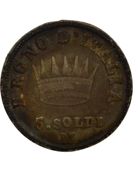 Roi d'Italie Napoléon I - 5 Soldi Argent - 1813 M Milan 5 soldi Argent 1813 M Milan