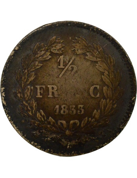 Louis-Philippe Ier Louis-Philip I - 1/2 Silver Franc - 1833 T Nantes 1/2 franc Argent 1833 T Nantes
