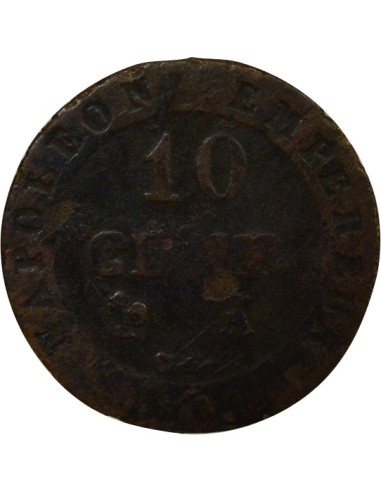 Roi d'Italie au N Couronné 10 centimes Billon 1809 A - Paris