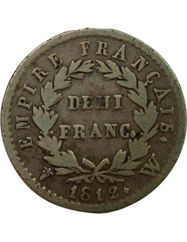 Roi d'Italie Empire 1/2 franc Argent 1812 W Lille