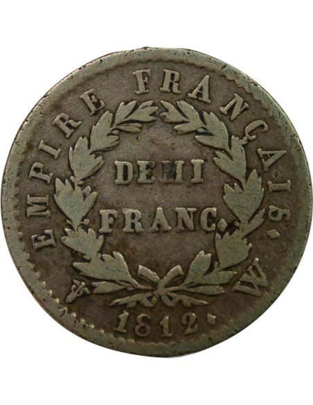 Roi d'Italie Empire 1/2 franc Argent 1812 W Lille