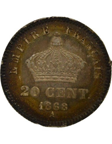 Napoléon III Tête Laurée 20 centimes Argent 1868 A - Paris