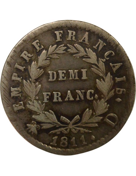 Roi d'Italie Empire 1/2 franc Argent 1811 D Lyon