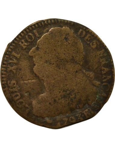 Louis XVI au Faisceau 2 sols Cuivre 1793 BB Strasbourg