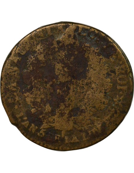 Louis XVI au Faisceau 2 sols Cuivre 1793 BB Strasbourg