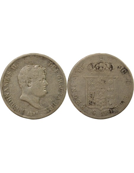 Royaume des Deux-Siciles Ferdinand II des Deux-Siciles 4e Portrait 120 grana Argent 1856 Naples