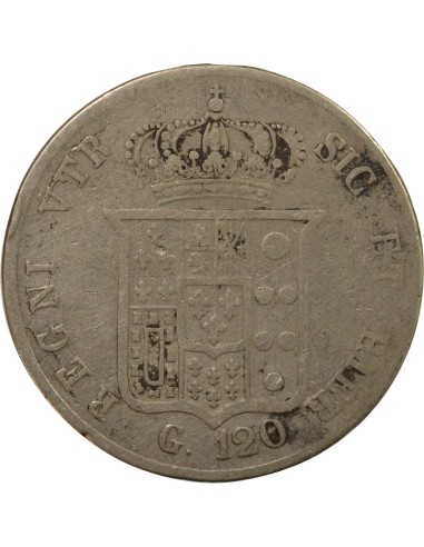 Royaume des Deux-Siciles Ferdinand II des Deux-Siciles 4e Portrait 120 grana Argent 1856 Naples