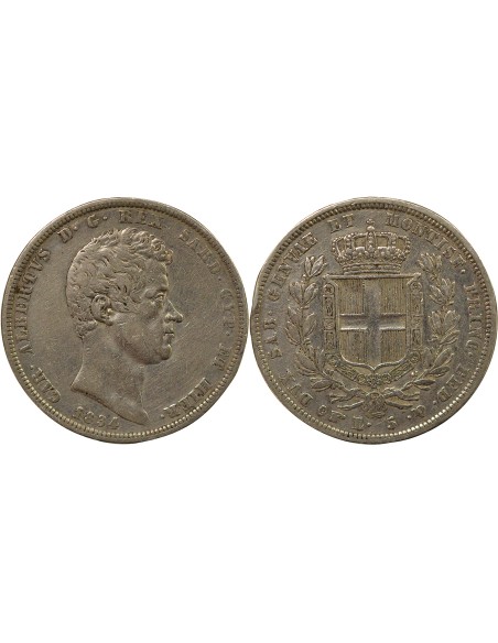 Sardaigne Charles-Albert Charles-Albert - 5 Lire Argent - 1834 P Turin 5 lire Argent 1834 T Turin