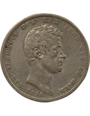 Sardaigne Charles-Albert Charles-Albert - 5 Lire Argent - 1834 P Turin 5 lire Argent 1834 T Turin
