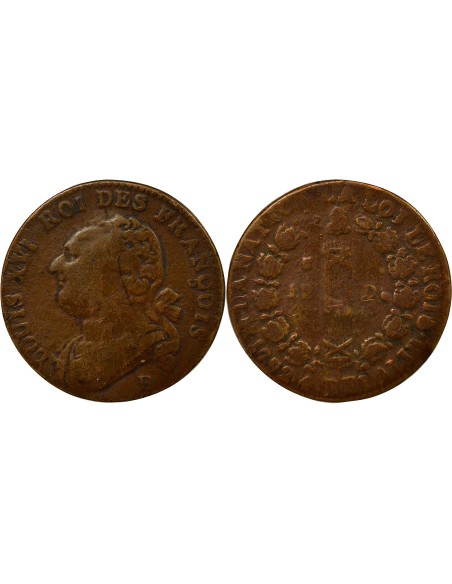 Louis XVI au Faisceau 12 deniers Cuivre 1792 B Rouen