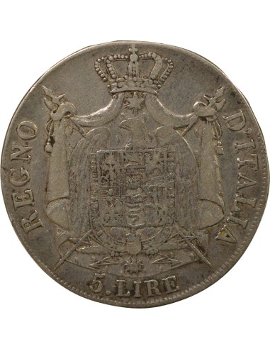 Roi d'Italie Napoléon Ier - 5 Lire Argent - 1808 M Milan 5 lire Argent 1808 M Milan