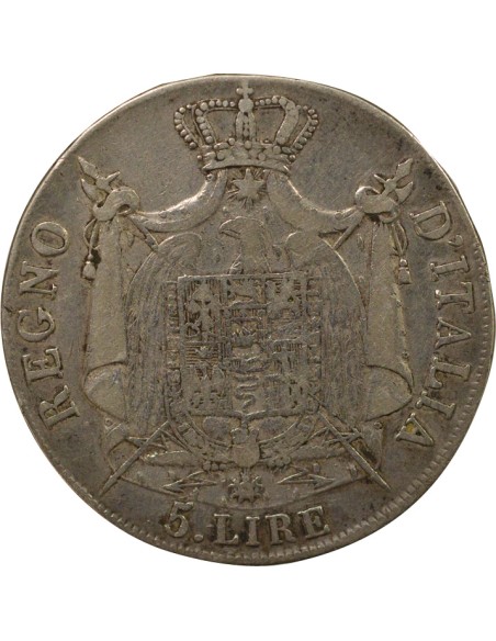 Roi d'Italie Napoléon Ier - 5 Lire Argent - 1808 M Milan 5 lire Argent 1808 M Milan