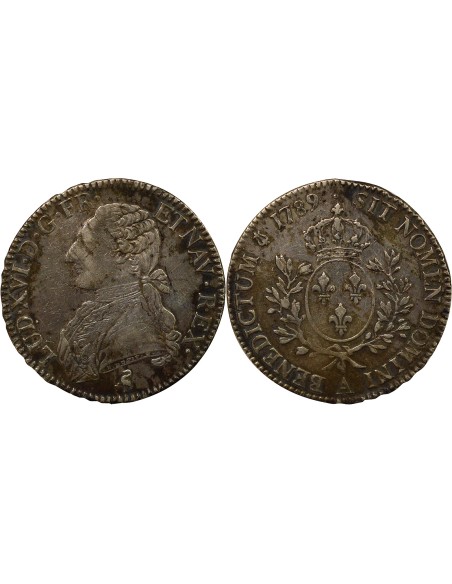 Louis XVI au Buste Habillé 1 écu Argent 1789 A - Paris