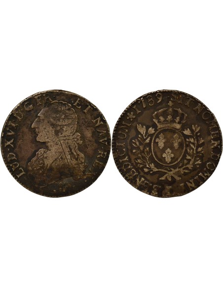 Louis XVI Au Buste Habillé 1 écu Argent 1789 L Bayonne