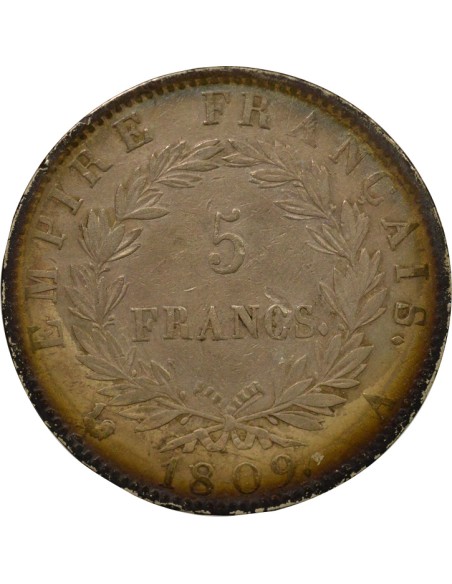 Roi d'Italie Empire 5 francs Argent 1809 A - Paris